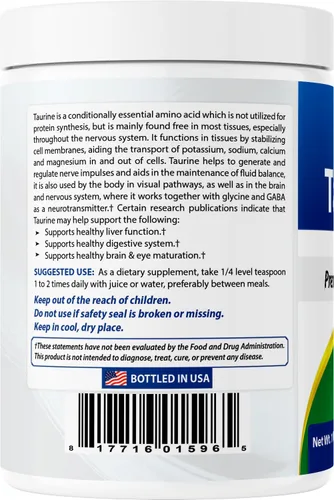 Miniatura 7 de Best Naturals Forma libre de polvo de taurina 100% pura, taurina, 1000 mg por porción, 1 libra (454 gm) (1 libra (paquete de 3))