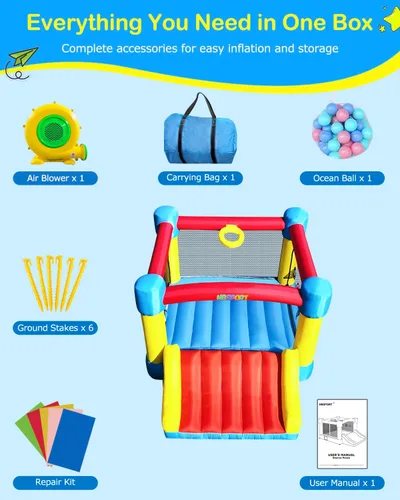 Miniatura 8 de Casa inflable para saltar para niños de 3 a 8 años - Zona de salto más grande de 2.01m x 2.56m, castillo inflable para saltar para niños grandes