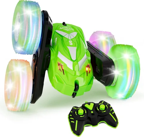 Amicool - Coche de control remoto para niños de 6 a 12 años con luz intermitente, juguetes para niños de 6 a 9 años, autos RC de carreras con Verde