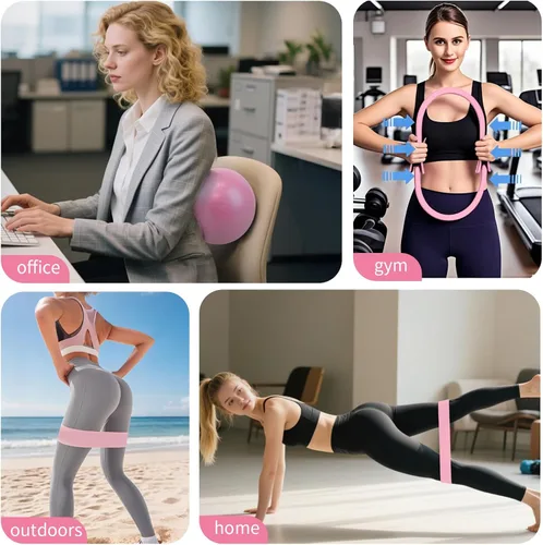 Miniatura 6 de Kit esencial de pilates – Juego de equipo de pilates para el hogar – con anillo de pilates tonificante y bandas de resistencia largas y bandas