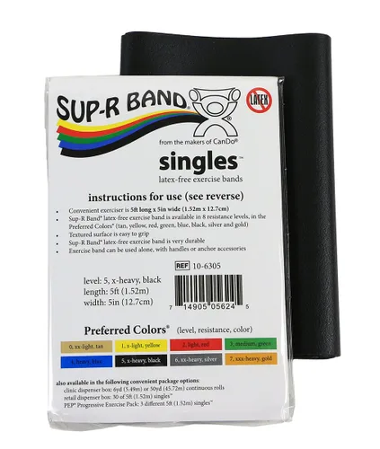 Miniatura 8 de Cando 10-6303 Sup-R Banda elástica sin látex para ejercicio, 1,5 metros, individual, resistencia media, verde