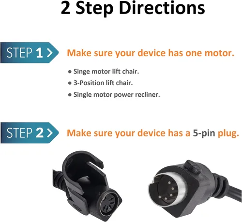 Miniatura 2 de Control remoto de mano de 2 botones y 5 pines para silla elevadora eléctrica y reclinable eléctrico, auricular remoto de repuesto con 2 botones gris
