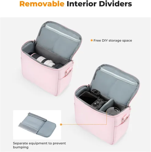 Miniatura 3 de K&F CONCEPT Bandolera de Cámara Bolso Cruzado Pequeño para Cámara DSLR/SLR/Linda Bolsos de Hombro Compactos para Fotógrafos 02-rosa