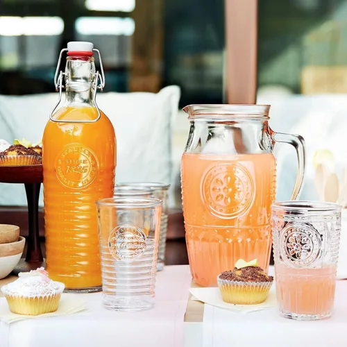 Miniatura 5 de Bormioli Rocco Jarra romántica y elegante de cristal floral, 60.75 onzas, fabricada en Italia.