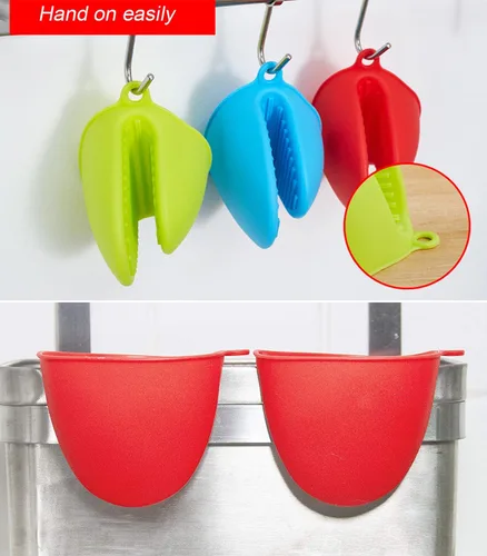 Miniatura 4 de 4 pares de mini guantes de silicona para horno, juegos de soportes para ollas para cocina, resistentes al calor, pequeños guantes antiquemaduras