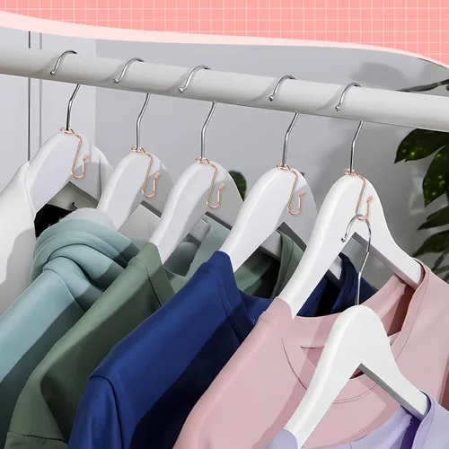 Miniatura 5 de Sankoly 50 ganchos de metal para colgar ropa, ganchos estables para diferentes perchas de ropa, 0.343 in de diámetro de agujero, oro rosa