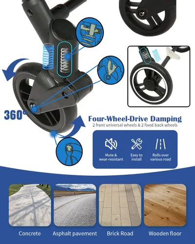 Miniatura 2 de Carrito de compras plegable de 85 litros con bolsa refrigeradora, carrito de compras con mayor capacidad, ruedas giratorias delanteras giratorias