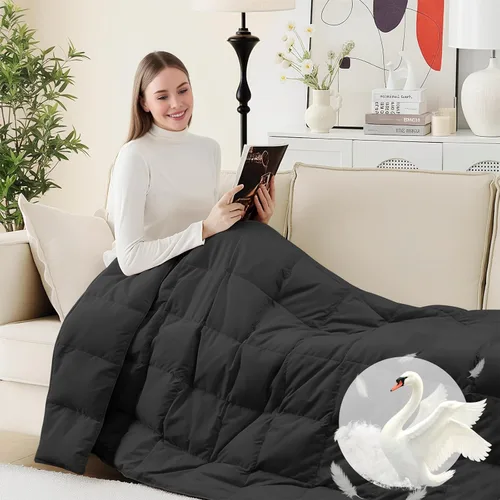 Miniatura 15 de Deodar Manta de fibra de plumón natural para sofá cama, edredón de sofá, manta ligera para exteriores, tela de piel de durazno, 50 x 70 pulgadas