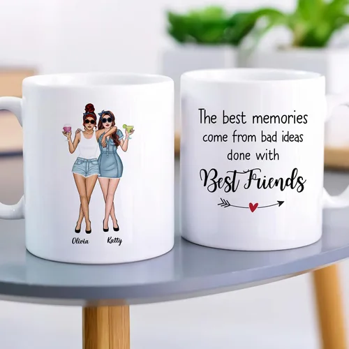 Miniatura 3 de Gossby Taza de café personalizada para mejores amigas, regalo personalizado para mujeres con nombre, cumpleaños, Navidad, regalo de taza de larga
