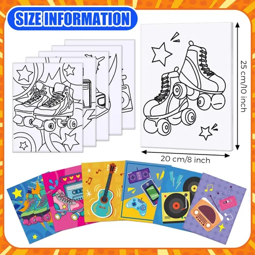 Miniatura 2 de Sherr Juego de 75 piezas de 15 piezas de lienzo predibujado vintage de los años 90 para pintar, kit de sorbo y pintura para adultos de bricolaje