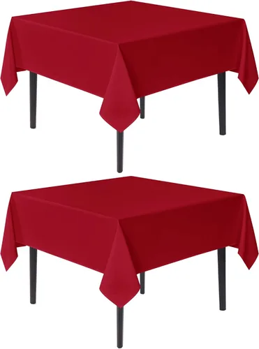 Miniatura 37 de Sancua Manteles cuadrados pequeños de 36x36 pulgadas - Mantel beige para mesas cuadradas o redondas, mantel de poliéster lavable para mesas