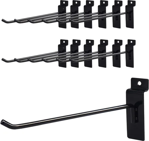 12 ganchos Slatwall de 4 pulgadas, accesorios para paneles de exhibición, listones de metal, gancho para colgar en la pared para almacenamiento de