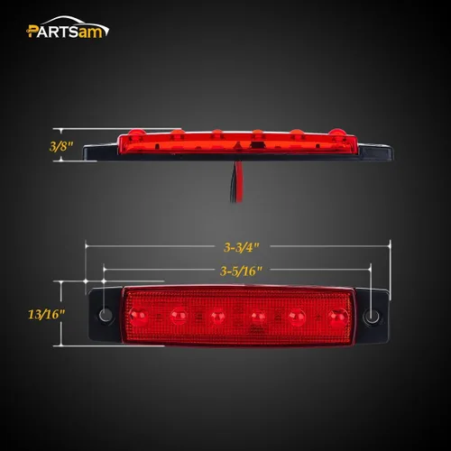 Miniatura 4 de Partsam 20 indicadores de luz LED ámbar y rojo de 3.8 pulgadas [aprobado por DOT] para remolque, camión, caravana, motocicleta, resistente al agua