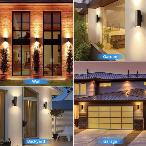 Miniatura 8 de wowlite Luces modernas de pared para exteriores, luces arriba y abajo, aplique cilíndrico de montaje en pared, negro mate, luces exteriores paquete