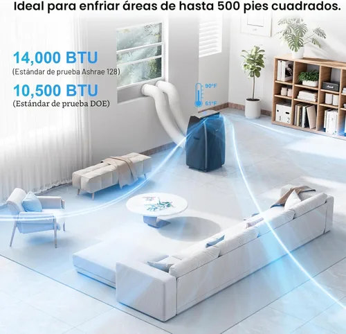 Miniatura 4 de Gasbye Aire acondicionado portátil de doble manguera, compresor inversor de CC completo [actualizado en 2026], ahorro de energía 13.6 CEER, bajo