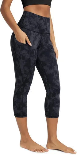 Miniatura 78 de ODODOS - Leggings capri de cintura alta para mujer con bolsillos, control de abdomen, no se transparentan, para entrenamiento atlético, running