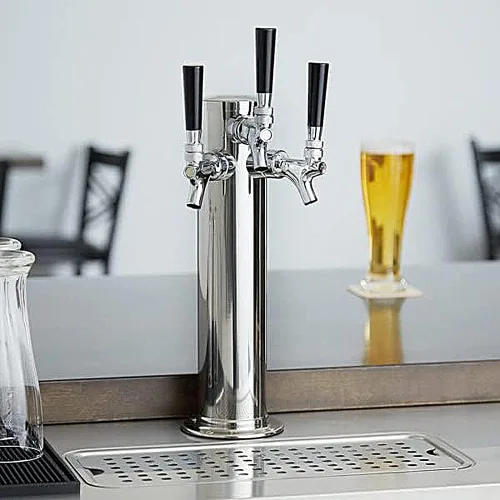 Miniatura 7 de TMCRAFT Dispensador de torre de cerveza de barril de triple grifo, kit dispensador de torre de cerveza de acero inoxidable pulido con tubo