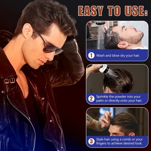Miniatura 6 de ISUNRISE Polvo para peinar el cabello para hombres, polvo de textura, fácil de aplicar, peinado mate natural, texturizante y voluminizador, juego
