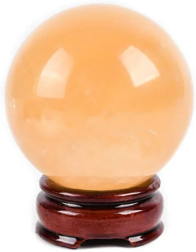 Escultura de esfera de adivinación de cristal curativo de citrino natural con soporte de madera Feng Shui Chakra Aura, decoración de escritorio para