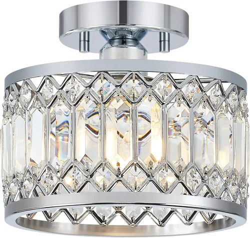Miniatura 16 de Pevfah Lámpara de techo negra de cristal, moderna lámpara de techo semiempotrada, accesorios de iluminación de pasillo redondo para cocina, entrada