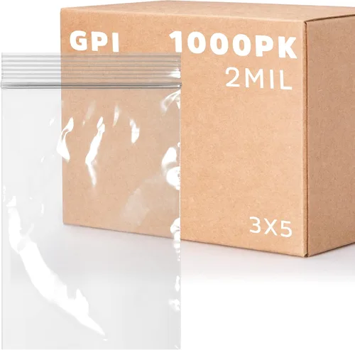 3" x 5," 2 Mil Claro Reclosable cierre de cremallera Lock Bolsas, caso de 1.000