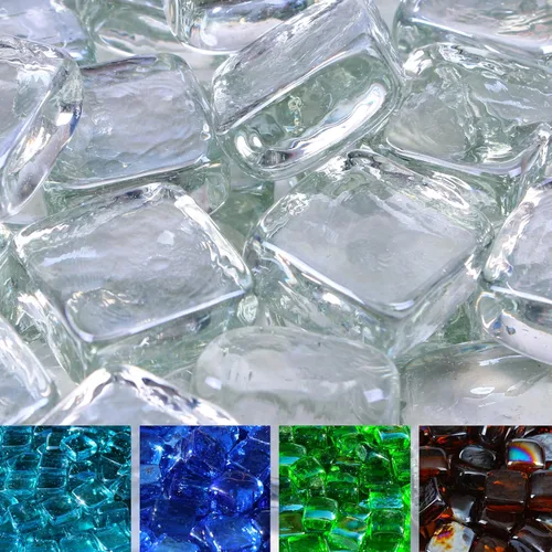 Miniatura 11 de Cubos reflectantes de vidrio para hoguera, vidrio de grado profesional para hoguera, roca de vidrio de 1 pulgada, piedras de vidrio, hoguera de gas