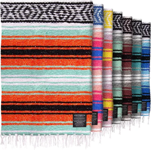 Miniatura 21 de Hydration Nation Auténtica manta mexicana extra grande (70 x 50 pulgadas), yoga tejida a mano, serape, falsa artesanal, playa, campamento, picnic