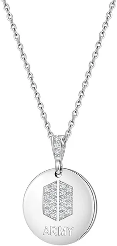 YANENG KPOP Bangtan - Collar con colgante de circonita cúbica para fanáticos del ejército regalo para mujeres y niñas Metal Circonia cúbica