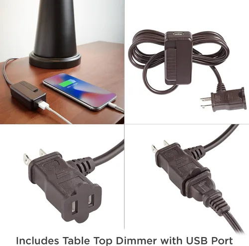 Miniatura 7 de Franklin Iron Works Teri - Lámpara de mesa rústica de 3 vías con núcleo de casa de campo de 27 pulgadas de alto con atenuador y puerto de carga USB