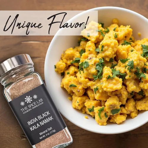Miniatura 2 de The Spice Lab Kala Namak Sal negra – Sal india del Himalaya en tarro francés – Condimento puro vegano Kala Namak para revueltas de tofu – Sabor