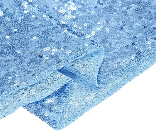 Miniatura 4 de SquarePie Mantel de lentejuelas de 60 x 102 pulgadas, azul bebé brillante, mantel de mesa para bodas y fiestas