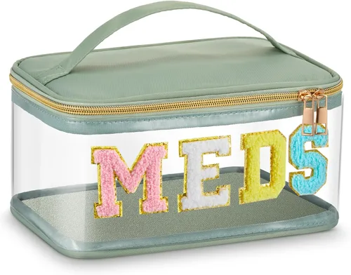 Miniatura 13 de Geetery Bolsa de Letras de Chenilla, Estuches de Viaje Meds Cheer Regalos para Porristas Bolsa de Cosméticos Maquillaje de Nylon Portátil Preppy