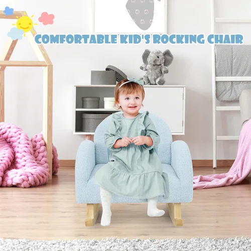 Miniatura 5 de Sofá Infantil INFANS, Silla Balancín para Niños Pequeños con Estructura de Madera Sólida, Diseño Antivuelco, Tela de Felpa, Sillón para Niños