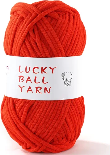 Miniatura 13 de LUCKY BALL Hilo para ganchillo, 3.53 oz/109 yardas, 70% algodón, 30% nailon, #5, hilo de tubo voluminoso para tejer, para bolsos, sombreros