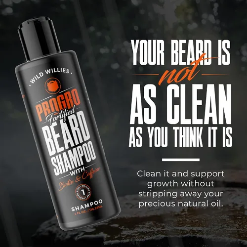 Miniatura 2 de Wild Willies Champú para barba con biotina y cafeína – Nutre y fortalece – Lavado facial hidratante anticaspa para hombres de todo tipo de barba