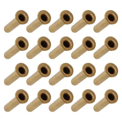 METALLIXITY Remache de agujero pasante (M2.0.197 x 0.394 in), 100 unidades, tuercas de remache huecas de metal chapado en latón, para lona de cuero,