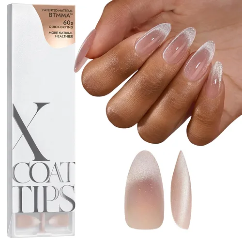 Miniatura 11 de BTArtboxnails XCOATTIPS uñas postizas con punta francesa - Uñas postizas largas cuadradas con base de purpurina rosa, 90 piezas de puntas de uñas