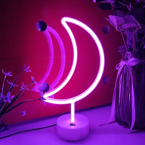 JYWJ Letrero de neón con base de soporte, luz de neón alimentada por USB o 3 pilas AA, decoración de mesa LED, decoración de pared de dormitorio,