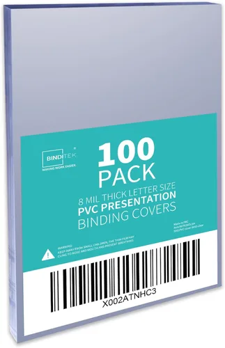 Miniatura 26 de Binditek paquete de 50 portadas de encuadernación transparentes de PVC de 8 mil, 11 x 17 pulgadas, tamaño tabloide, esquinas cuadradas, sin