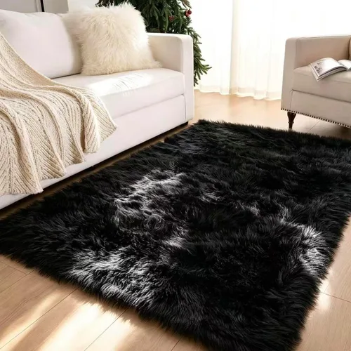 Miniatura 31 de Alfombra de piel sintética de 2 x 6 pies, color beige, lavable a máquina, súper suave, esponjosa, alfombra de piel de oveja mullida para dormitorio