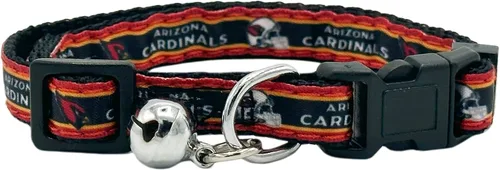 Collar de gato NFL Arizona Cardinals de raso Collar de equipo de fútbol americano para perros y gatos. Un collar de gato brillante y colorido con