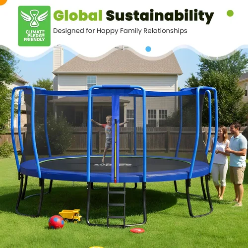 Miniatura 9 de Zupapa 1800LBS Capacity No-Gap Design 16 15 14 12 10FT Trampoline with Safety Enclosure Net and Non-Slip Ladder 10-Year Quality Assurance Perfect