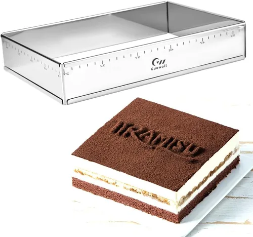 Molde extensible cuadrado de acero inoxidable para tartas, anillo de mousse ajustable resistente, forma rectangular, cortador de pastel de mousse