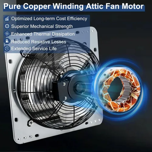 Miniatura 4 de Criditpid Extractor de persiana montado en la pared de 7 pulgadas con interruptor de encendido/apagado, motor de cobre puro de alta velocidad y bajo
