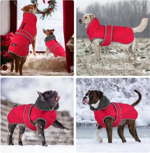 Miniatura 7 de Dogcheer Abrigo para Perro, Chaqueta Impermeable para Perro Abrigo de Invierno Reflectante para Mascotas con Gancho y Velcro Ajustable, Chaqueta