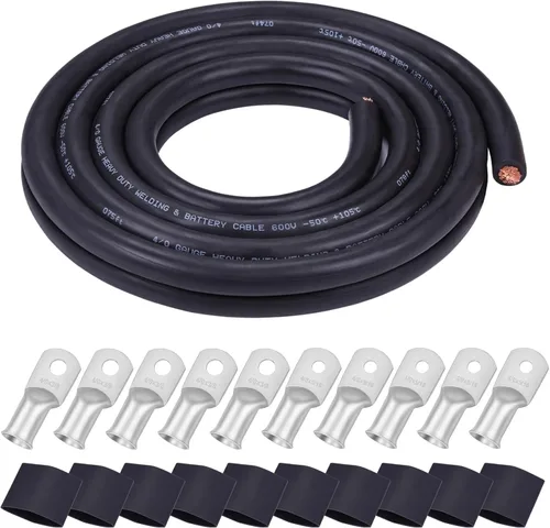 Miniatura 18 de Cable de Soldadura Calibre 1/0, iGreely 1/0 AWG Cables de Soldadura de Batería de Cobre Puro para Generador Solar Automático, 5 piezas de 5/16" y 5