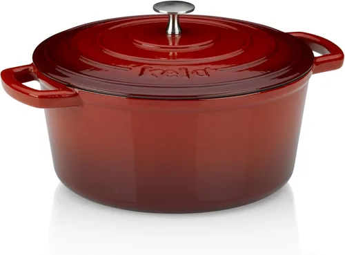 Miniatura 13 de kela Hierro fundido esmaltado para horno holandés con tapa y mango de acero inoxidable, alta retención de calor, 4 cuartos de galón, color rojo