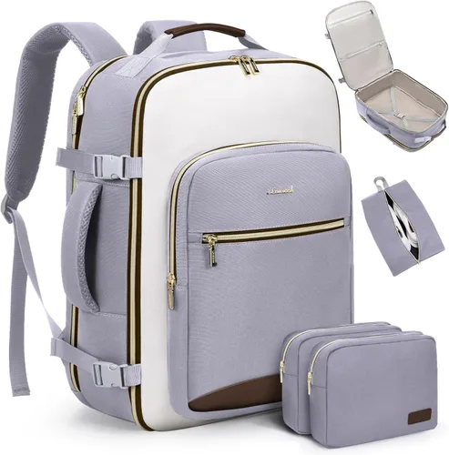 Miniatura 12 de LOVEVOOK Mochila de Viaje Grande para Mujeres Equipaje de Mano Mochila Bolsas de Artículos Personales Esenciales, Caqui-beige, Mochilas de viaje