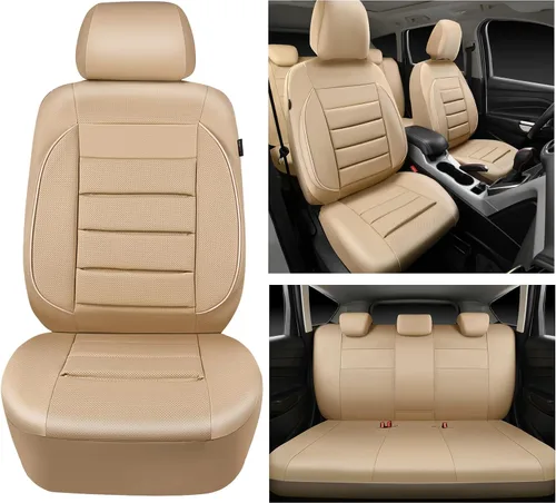 Miniatura 2 de CAR PASS Juego completo de fundas de asiento de cuero, universal, resistentes al agua, soporte de respaldo de espuma 3D, comodidad de lujo, 5