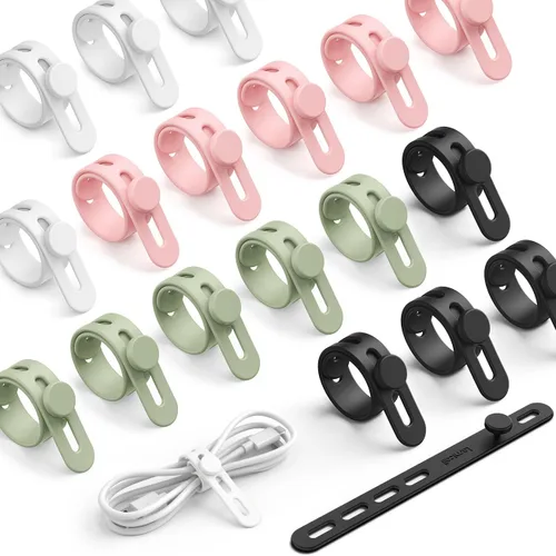 Miniatura 11 de Paquete de 10 Bridas de Cable de Silicona Organizador de Cordones - Lamicall Bridas de Alambre Elásticas para Gestión, Artículos Imprescindibles
